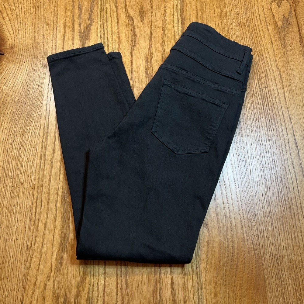 FRAME Le Catroux Cigarette High Rise Seamed Skinny Crop Jean, Black - Size 28‎